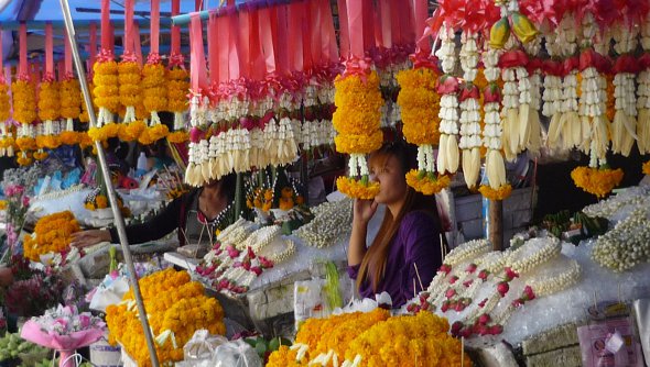 garlands for sale in Chiang Mai, Thailand garlands for sale in Chiang Mai, Thailand